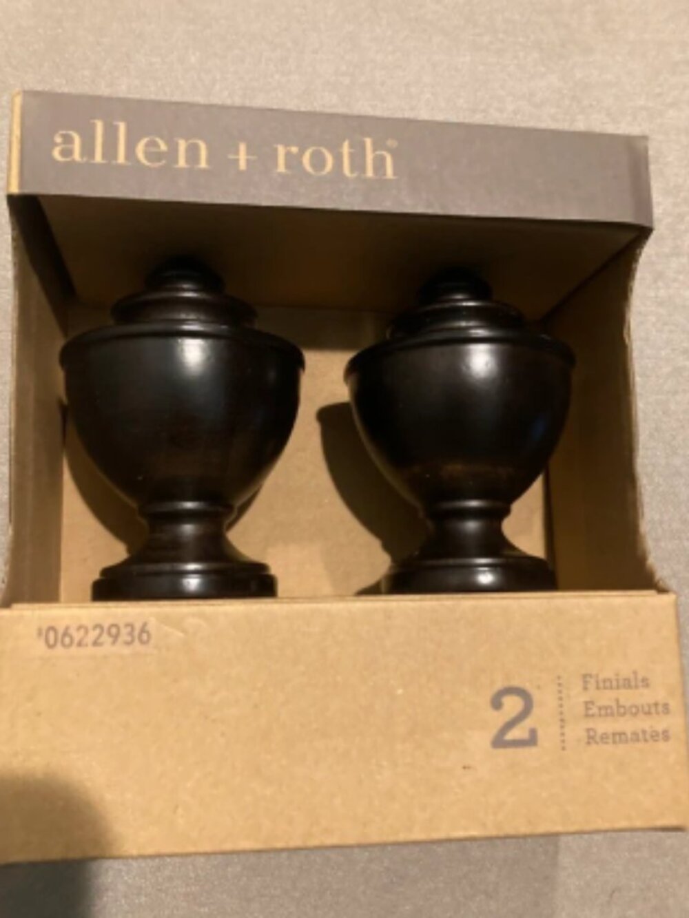 Allen + Roth Espresso Wood Curtain Rod Finials